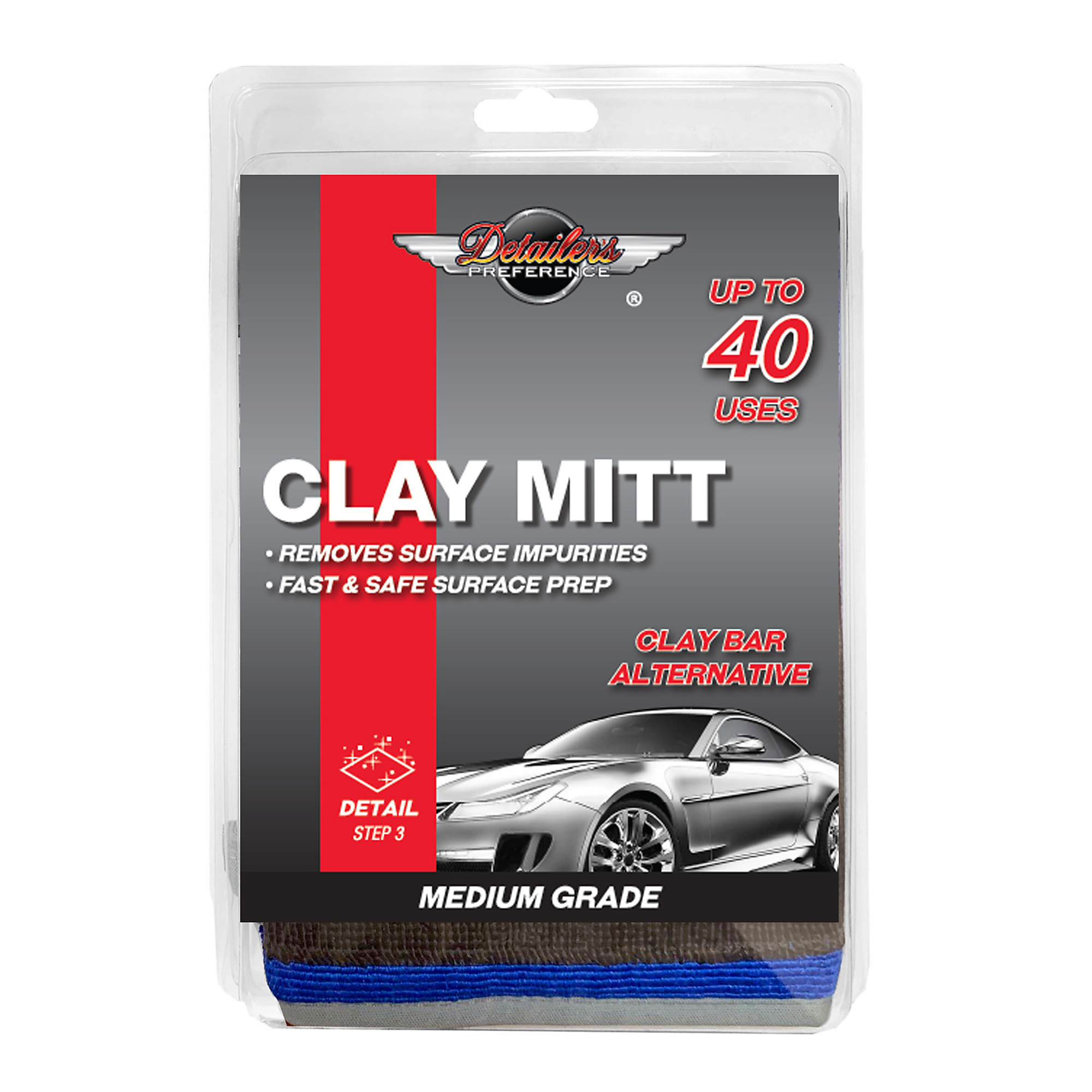 Detailer's Preference Microfiber Clay Mitt, Medium Grade